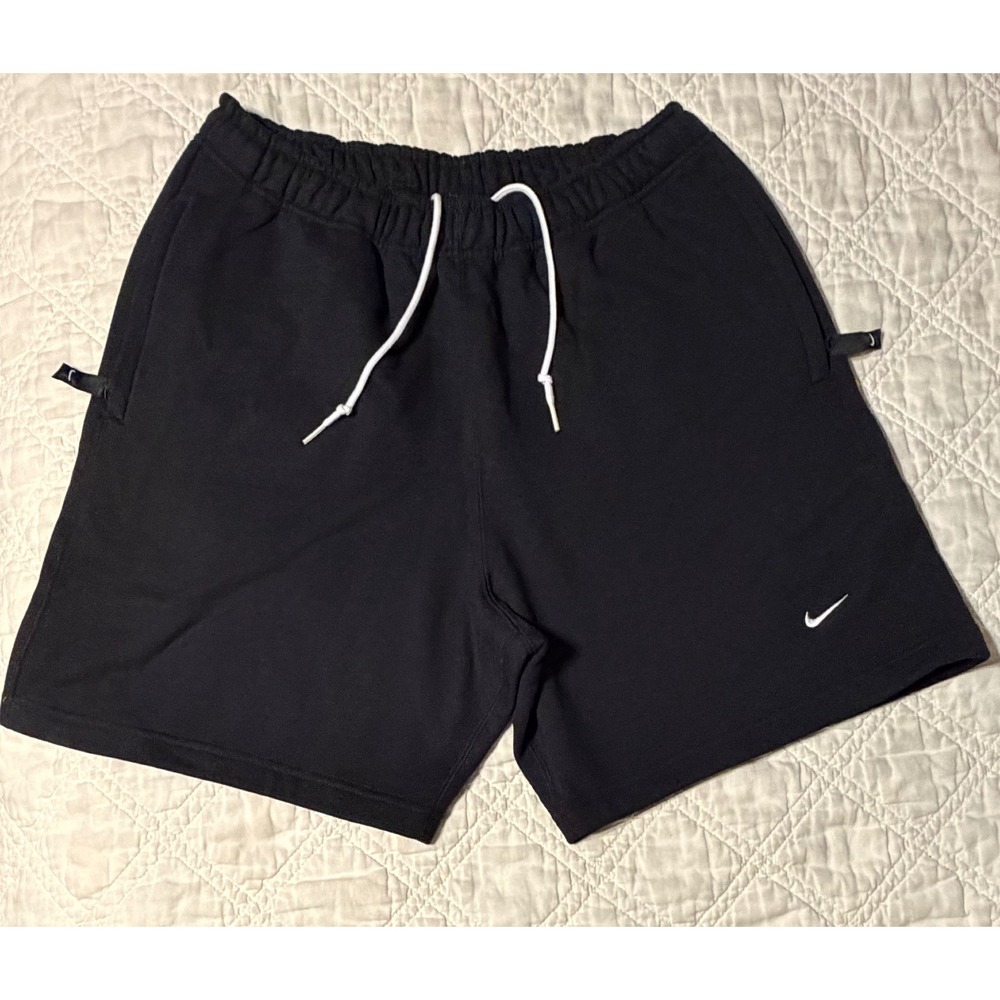 Nike Solo swoosh Fleece Shorts men's medium Black White Swoosh FN3325-010